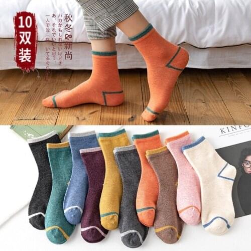 Socks Female Korean Version of The Tube Thickened In Autumn and Winter Solid Color Cotton Ladies Long Tube Tube Deodorant