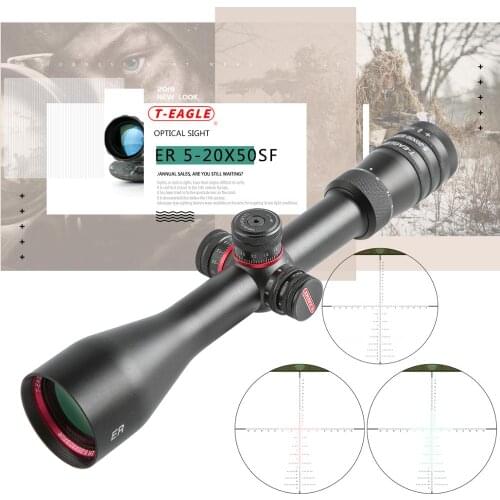 T-Eagle ER 5-20x50 SF Hunting Riflescope Side Parallax Glass Etched Reticle Turrets Lock Reset Built-in Bubb Level Rifle Scope