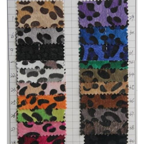 Factory wholesale new quality luggage bags material synthetic leather horse hair leopard Flocked faux leather fabric