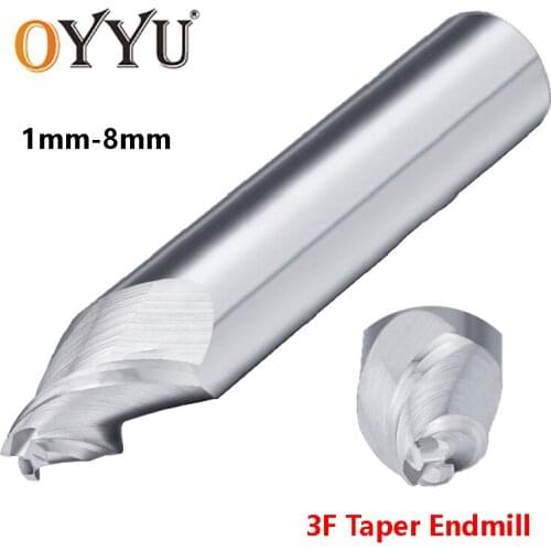 OYYU Chamfer End Mills processing Aluminum Tungsten Steel End Milling Cutter CNC Machine 1-8mm Solid Carbide Taper Router Bit