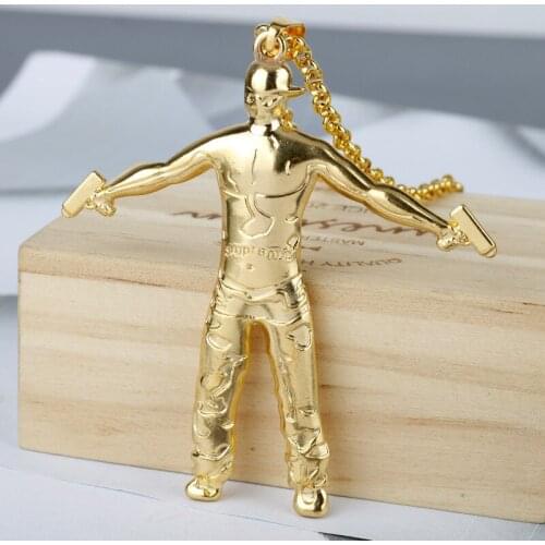 Punk Hip Hop Rock Jewelry Character Necklace Supremee Series Popular Golden Color Gun Fashion Jewelry