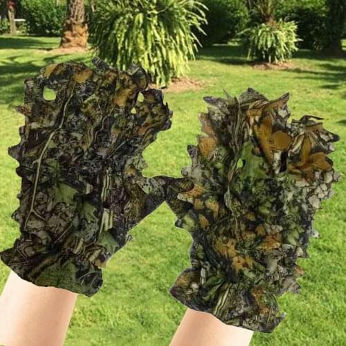 Pair Maple Leaves Bionic Camouflage Thin Gloves CS Gaming Cycling Hunting Breathable