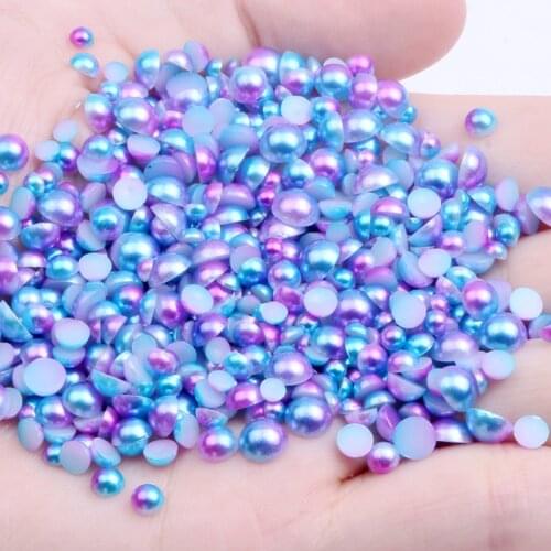 3-6MM Half Round Acrylic Gradient Colorful Imitation Flatback Pearl DIY Jewelry Crafts Accessories Clothing Scatter Beads 500pcs