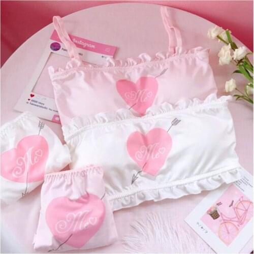Sexy Women Pajamas Summer Cute Ruffles Lace Pajamas Lovely Heart Printed Pajamas Sets for Girls and Women Comfortable Underwear