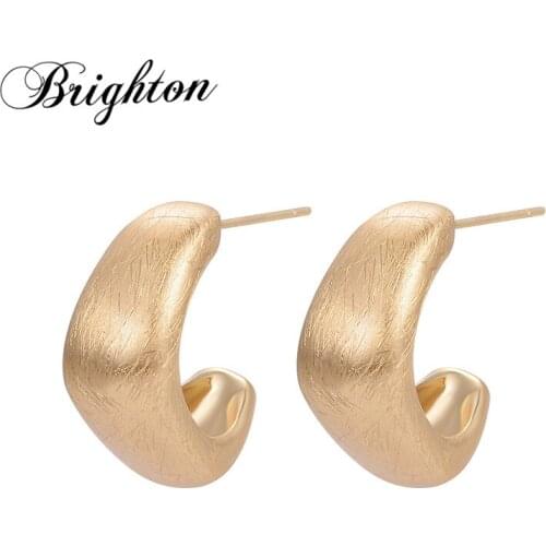 Brighton New Punk Bijoux Abnormity Geometric Stud Earrings For Women Party Gold Silver Color Metal Brincos Fashion Jewelry Gift