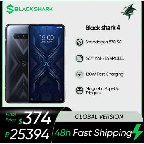 Global Version Black Shark 4 6GB 128GB Gaming 5G Mobile phone Octa Core Snapdragon 870 120W 144Hz E4 AMOLED JOYUI12.5 Smartphone