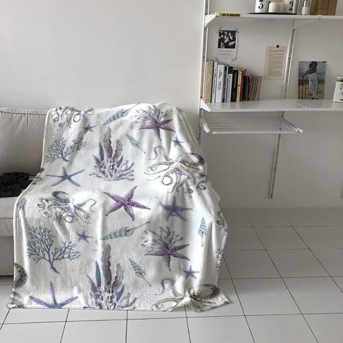 Modern Sofa Blankets Summer Starfish Octopus Coral Travel On The Plane Portable Flannel Warm Blanket Bedroom Bed Coverlet