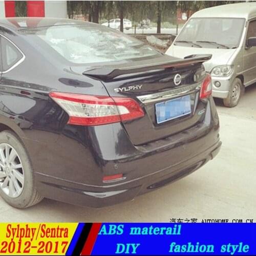 Use for nissan sentra Spoiler 2012-2017 sentra Spoiler with light High Quality ABS Material Car Rear Wing Primer Color spoiler