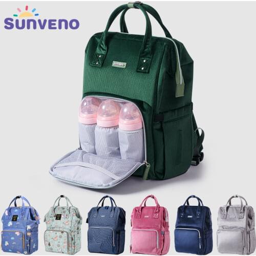 Sunveno Fashion Diaper Bag Backpack Baby Bags for Mom Designer Travel Bag Organizer Stroller Nappy Maternity Bag Baby Changing
