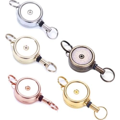 5 Colors Heavy Duty Zinc Alloy Retractable Badge Holder Reel All Metal Casing ID Badge Holder Keychain Jewelry Findings