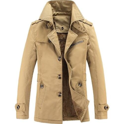 Mens Windbreaker Jacket Vintage Khaki Spring Autumn Business Coat Male Single Breasted Retro Classic Long Coat Men Y24