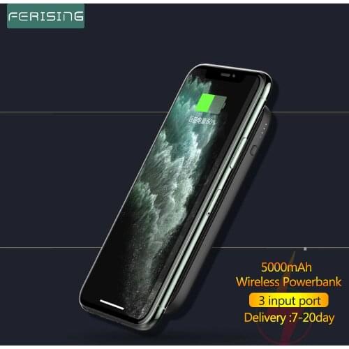FERISING 5000mAh Qi Wireless Charger Power Bank External Battery Wireless Charging Powerbank For iPhone 12 Samsung huawei Xiaomi
