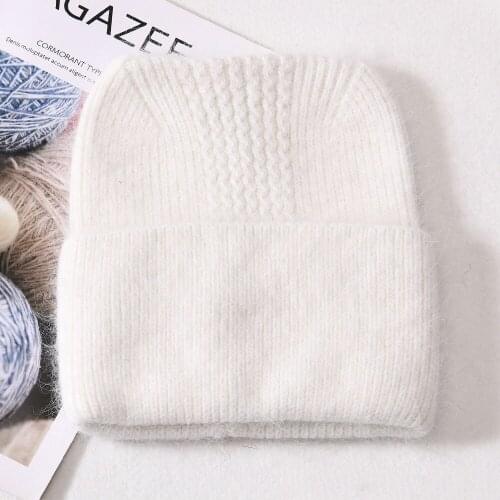 Women Hat Winter Angora Beanie Warm With Brim Autumn Skiing Accessory For Teen Sports Outdoors