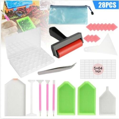 1 Set DIY Diamond Embroidery Tray Box Sets Accessories Tools Kit Adult Kids Diamond Painting Box Mosaic Glue Pen Kit