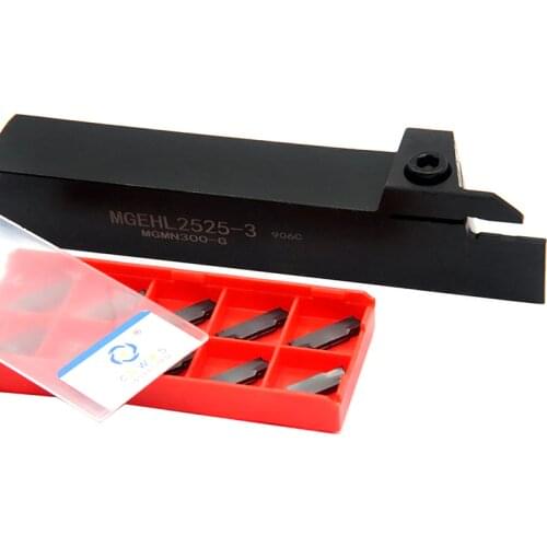10PCS MGMN300 PC9030 High quality Carbide Inserts + 1PC MGEHL2525 3 External Grooving Tool Holder Parting Plate Lathe Tool Set