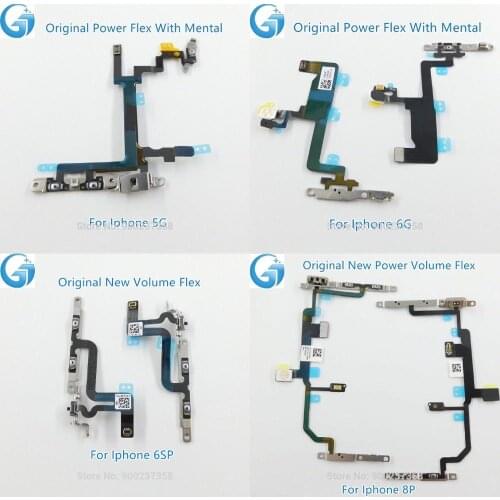 100%Original New Volume Flex Cable with Metal For iPhone 5G 6G 6P 6SP 7P 8P X XR XS XS MAX 11Pro