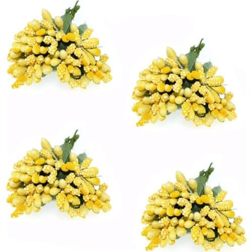 12pcs Handmade small stamen artificial flowers wedding wreath for Gift box Packing scrapbooking fake flowers 9 x 2.5cm
