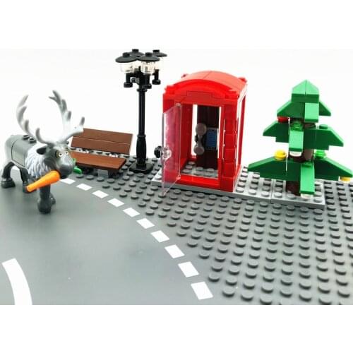 2020 New City Street Building Blocks Toys for Children MOC Xmas Gift Set Santa Clause Booth Elk Road Baseplate Compatible Bricks