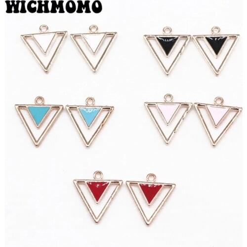 2021 New Fashion 10pcs/bag 19*17MM Zinc Alloy Drop Oil Geometric Triangle Charms Pendants for DIY Earring Jewelry Accessories