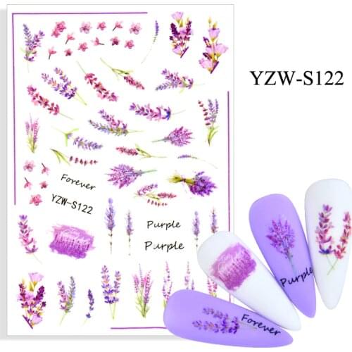 3D Stickers for Nails Self-adhesive Plant Lavender Line Nail Art Decorations Flower Grass Sticker Design Nail Foil Accessories