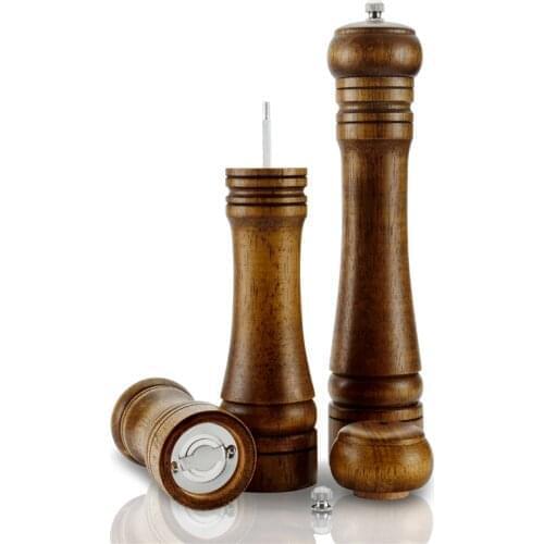 4 pcs Wood Salt and Pepper Mill Manual Adjustable Ceramic Grinder 5" 8" 10" Seasoning Mills Kitchen BBQ Tools Wholesale