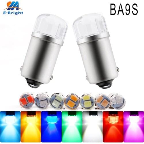 4pcs DC AC 12V BA9S 3030 1w-L Bulb Car Spotlight Brake Reverse Waterproof Tail Clearance Reading Lamp White Blue Amber Pink