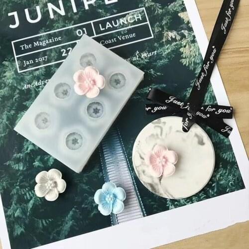 6 Holes Cherry Blossom Aromatherapy Plaster Mold DIY Fondant Cake Baking Mould Car Decoration Handmade Chocolate Candy Molds