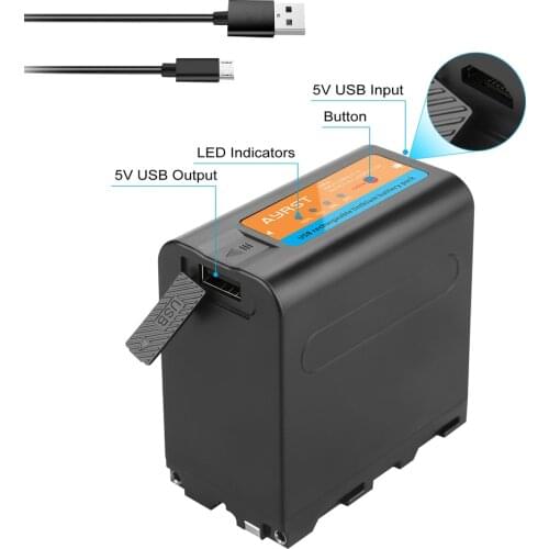 8800mAh NP-F980 NP-F970 F960 Battery with USB Cable LED Indicator for Sony F960 F550 F570 F750 F770 MC1500C Video Light