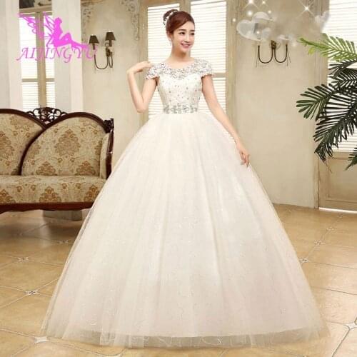 AIJINGYU 2021 white Customized new hot selling cheap ball gown lace up back formal bride dresses wedding dress WK619