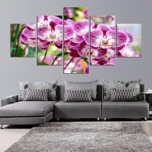 Diamond Diy Painting Pink Orchid Full Round Drill 5D 5 Piece Cross Stitch Home Decor Wall Art Craft Embroidery Flower Pictures