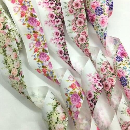5Y 38mm Flowers Satin Ribbon High Quality for Handmade Craft Gift Floral Packing Easter Party Marriage Hairbows Deco