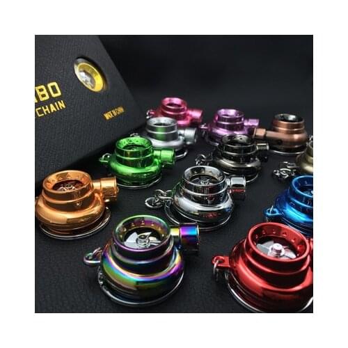 Zinc Alloy LED Mini Turbo Charger Keychain Spinning Turbine Sound Key Holder Keyfob Keyring Car Interisor Accessorie Mens Gift