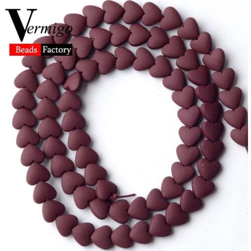 Natural Stone Beads Red Wine Love Heart Nanotech Rubber Hematite Beads For Jewelry Making 6mm Mineral Stone For Bracelets 15