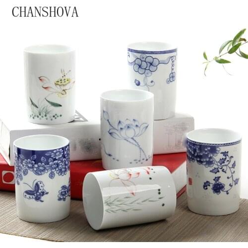 CHANSHOVA 300ml Chinese Handpainted Porcelain Teacup Flower Pattern China Ceramic Tea Cups Office Drink Water Coffee Milk H201