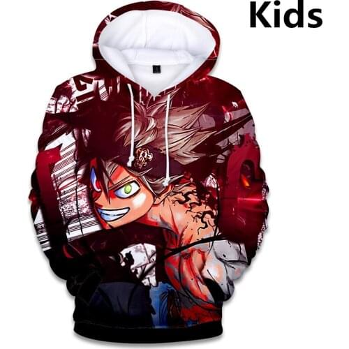 3 To 14 Years Kids Hoodie 3D Black Clover Hoodies Sweatshirt Boys Girls Fashion Long Sleeve Jacket Coat Cartoon Children Clothes