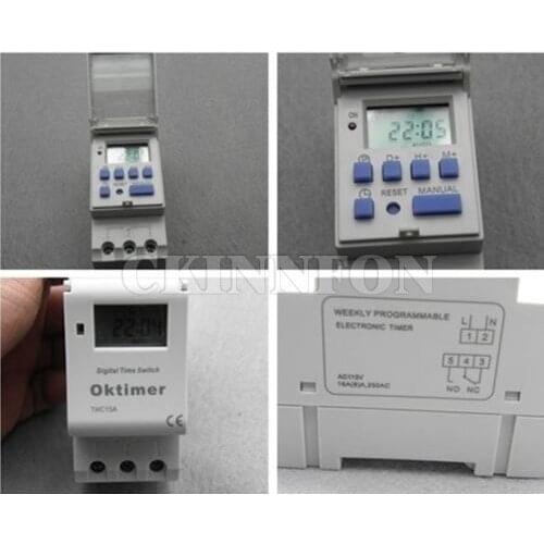 DHL 100pcs THC-15A PROGRAMMABLE timer time switch 12v 24v 110v 220V 16A time switch timer time Time relay THC15A