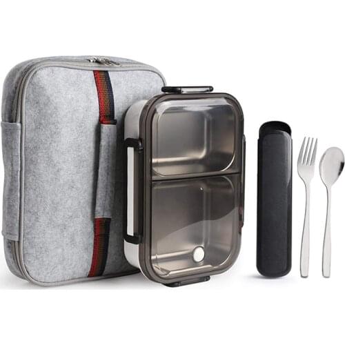 Eco friendly Leakproof Bento Lunch Box Removable Stainless Steel Bento Lunch Box 2-Compartment Portion Control Food Container