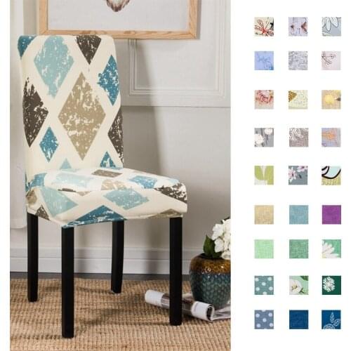 Elastic Geometric Kitchen Chair Covers Stretch Floral Removable Armless Dining Chair Slipcover Dustproof Protectors For Banquet