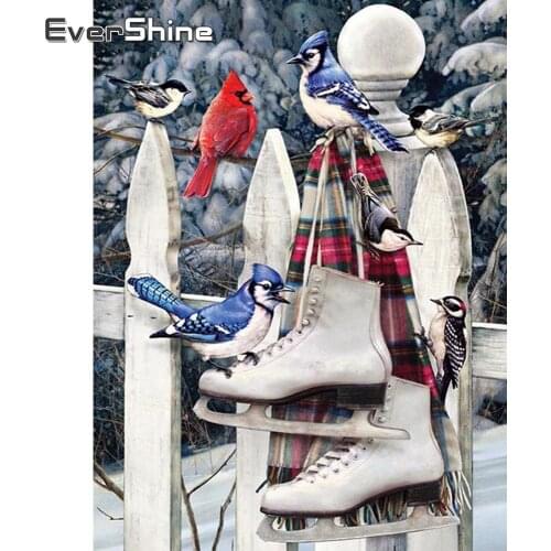 Evershine Diamond Painting Full Drill Square Landscape Winter Cross Stitch Diamond Embroidery Bird Mosaic Crystal DIY Hobby Gift