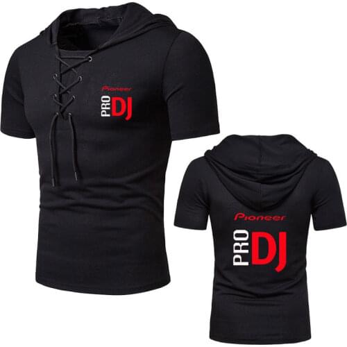 Summer Mens Hooded t-shirt New Pioneer Pro DJ Casual Short Sleeve t shirt men Plus Size 3XL Men Clothes Streetwear Tee Shirt Ho