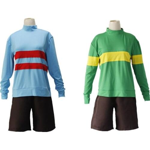 Game Undertale Cosplay Chara Frisk Sweatshirts Shorts Full Set Halloween Cosplay Costume Casual Pullover Top Long Sleeve Coat