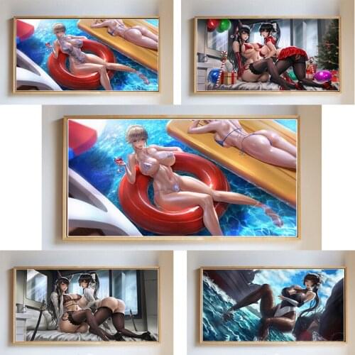 Canvas painting wall art Poster Girl on swimming ring Creativity Home Decor Bedroom Parlor Anime Figure Decorative Paintings