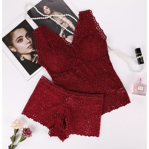 Bra Underwear Set Women Sexy Lace Push Up Bra Panty Set Ladies WirelessWide Shoulder Intimates Lingerie SetsUnderwear Women Set