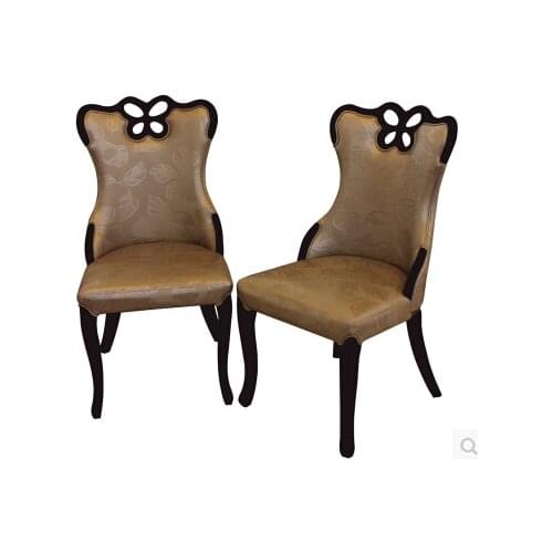 Stripe printed Korean eat chair hotel european-style solid wood chair