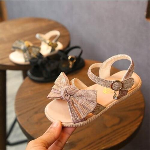 2020summer childrens sandals girls princess cute bow tie shoes childrens flat sandals girls size 15 cm - 22 cm