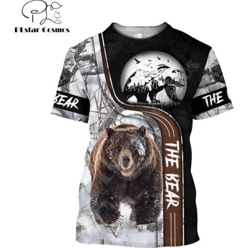 Summer Hipster Men t-shirt Beautiful Bear Hunting 3D All Over Printed Harajuku Short sleeve T shirt Unisex Casual tops TX0190