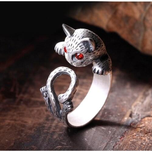 Personality Exaggerated Gothic Cat Rings For Women Charm Engagement Jewelry Girls Open Finger Knuckle Rings