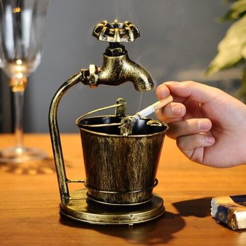 Retro Metal Deer Tap Bucket Ashtray Bar Restaurant Sitting Room Fashion Iron Ashtray for Home Decoration