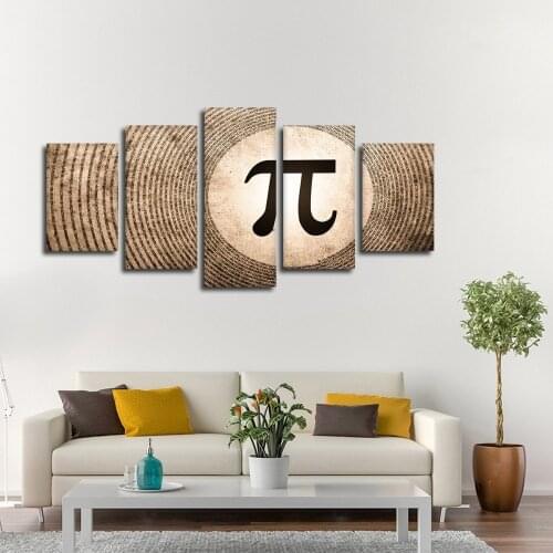 Modular Canvas Pictures Framework 5 Pieces Circumference Ratio Pi Painting Wall Art HD Prints Numerical Symbol Poster Home Decor