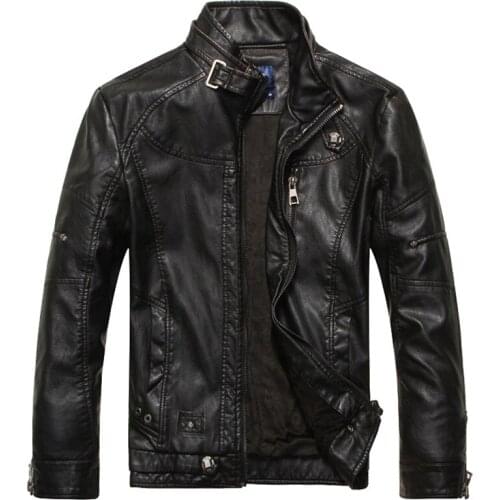 Autumn Winter Plus Velvet Leather Coats Mens Fashion Street Casual Slim Fit Jacket Male Motorcycle Washed PU Leather Jackets